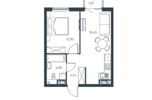 1-к квартира, вторичка, 43м2, 9/30 этаж