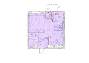 1-к квартира, вторичка, 39м2, 14/17 этаж