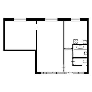2-к квартира, вторичка, 42м2, 1/5 этаж