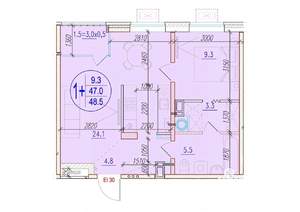 1-к квартира, вторичка, 49м2, 6/18 этаж