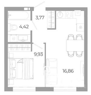 1-к квартира, вторичка, 35м2, 14/25 этаж