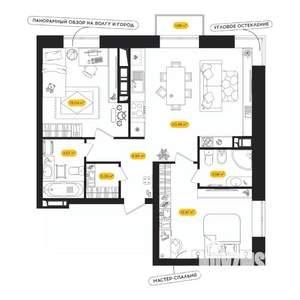 2-к квартира, вторичка, 66м2, 24/24 этаж