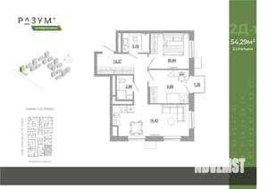 2-к квартира, вторичка, 54м2, 11/18 этаж