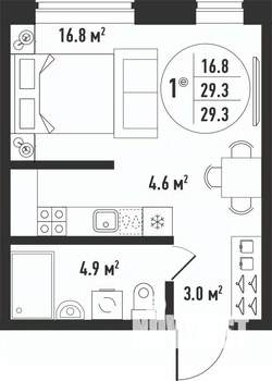 1-к квартира, вторичка, 29м2, 21/24 этаж