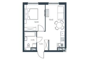 1-к квартира, вторичка, 42м2, 7/30 этаж
