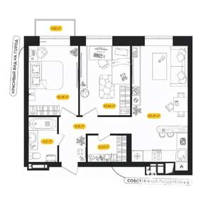 2-к квартира, вторичка, 56м2, 24/24 этаж