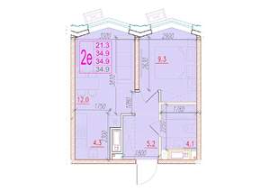 2-к квартира, вторичка, 35м2, 9/24 этаж