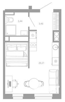 Студия квартира, вторичка, 27м2, 24/26 этаж