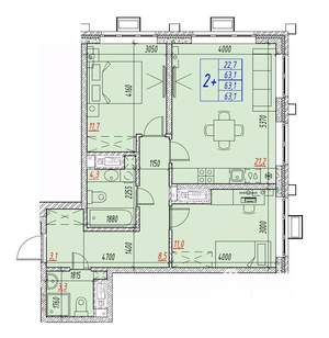 3-к квартира, вторичка, 63м2, 23/25 этаж