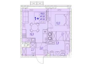 1-к квартира, вторичка, 42м2, 11/17 этаж