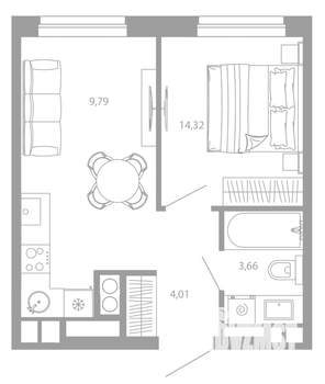 1-к квартира, вторичка, 32м2, 23/26 этаж