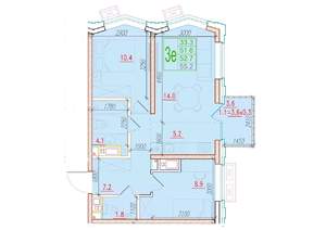 3-к квартира, вторичка, 53м2, 3/24 этаж