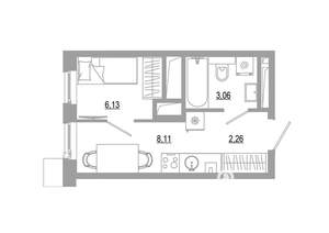 Студия квартира, вторичка, 20м2, 12/18 этаж