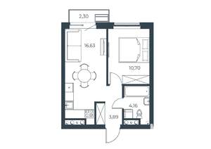 1-к квартира, вторичка, 38м2, 14/21 этаж