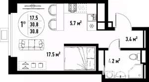 1-к квартира, вторичка, 31м2, 20/25 этаж
