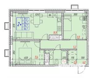 3-к квартира, вторичка, 57м2, 24/25 этаж