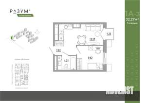 1-к квартира, вторичка, 32м2, 13/18 этаж