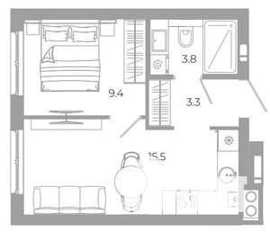 1-к квартира, вторичка, 32м2, 24/25 этаж