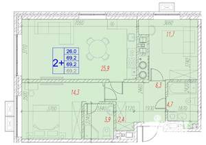 2-к квартира, вторичка, 69м2, 15/17 этаж