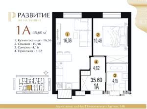 1-к квартира, вторичка, 36м2, 23/25 этаж