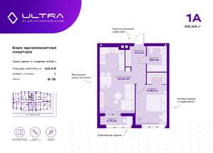 1-к квартира, вторичка, 49м2, 11/19 этаж