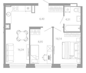 2-к квартира, вторичка, 46м2, 3/26 этаж