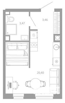 Студия квартира, вторичка, 27м2, 3/26 этаж