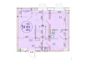1-к квартира, вторичка, 48м2, 14/18 этаж
