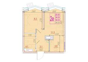 2-к квартира, вторичка, 35м2, 11/24 этаж