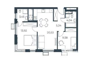 2-к квартира, вторичка, 57м2, 17/21 этаж
