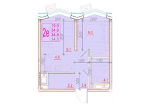 2-к квартира, вторичка, 35м2, 7/24 этаж