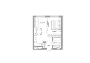 1-к квартира, вторичка, 34м2, 1/25 этаж