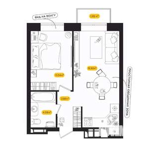 1-к квартира, вторичка, 38м2, 19/24 этаж