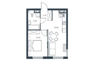 1-к квартира, строящийся дом, 41м2, 6/30 этаж