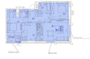 3-к квартира, вторичка, 88м2, 16/17 этаж