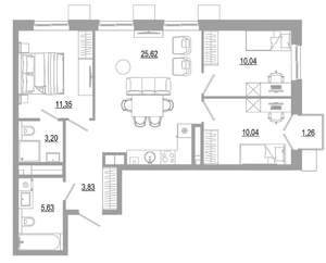 3-к квартира, вторичка, 71м2, 11/18 этаж