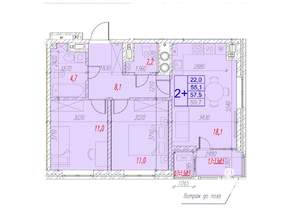 2-к квартира, вторичка, 58м2, 4/17 этаж