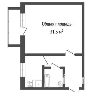 1-к квартира, вторичка, 33м2, 5/5 этаж