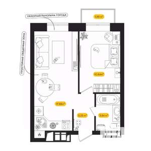1-к квартира, вторичка, 36м2, 18/24 этаж