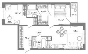 2-к квартира, вторичка, 70м2, 2/25 этаж