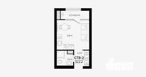 Студия квартира, вторичка, 21м2, 11/24 этаж