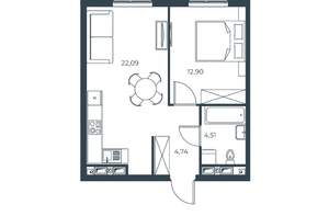 1-к квартира, вторичка, 44м2, 29/30 этаж