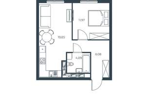 1-к квартира, вторичка, 44м2, 21/30 этаж