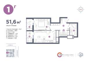 1-к квартира, вторичка, 52м2, 25/25 этаж