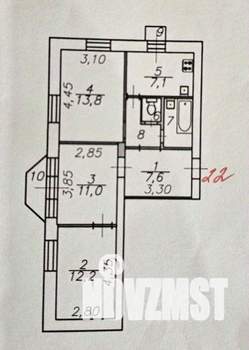 3-к квартира, вторичка, 59м2, 3/3 этаж
